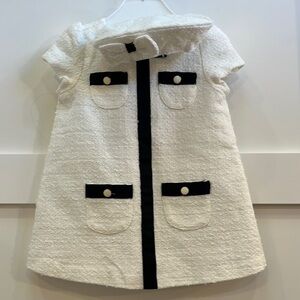 Janie and Jack White Textured Dress with Black Trim